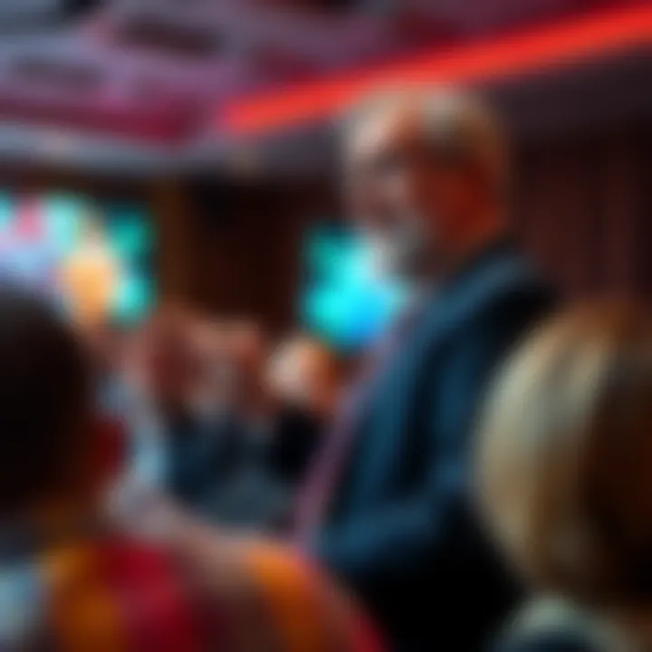 Ross Coulthart Speaking on Economic Issues Ross Coulthart discussing future economic concerns about living on credit with a concerned audience