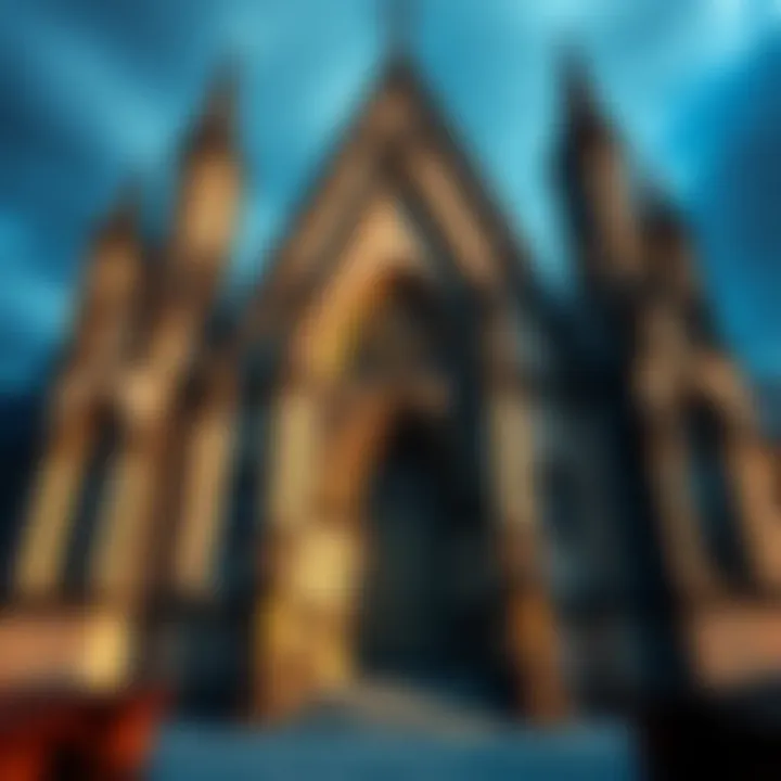 View of Rosslyn Chapel showcasing its intricate stone carvings and architectural details