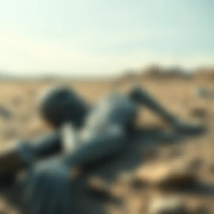 A photo showing what may be a grey alien body at the Roswell crash site, with adjusted brightness revealing details.