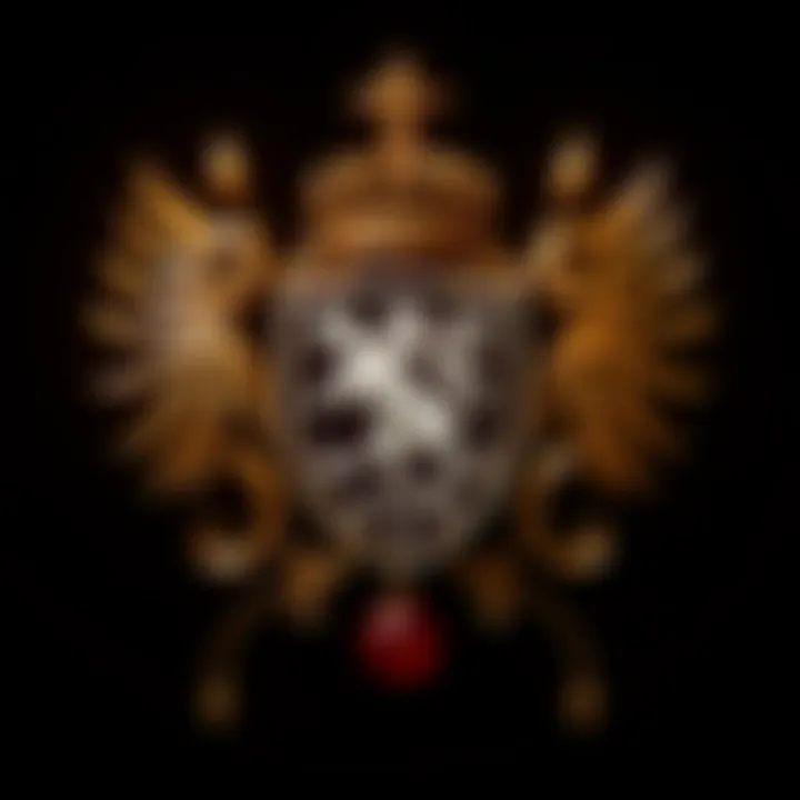 The Rothschild family crest displayed prominently against a dark background, symbolizing legacy and influence.