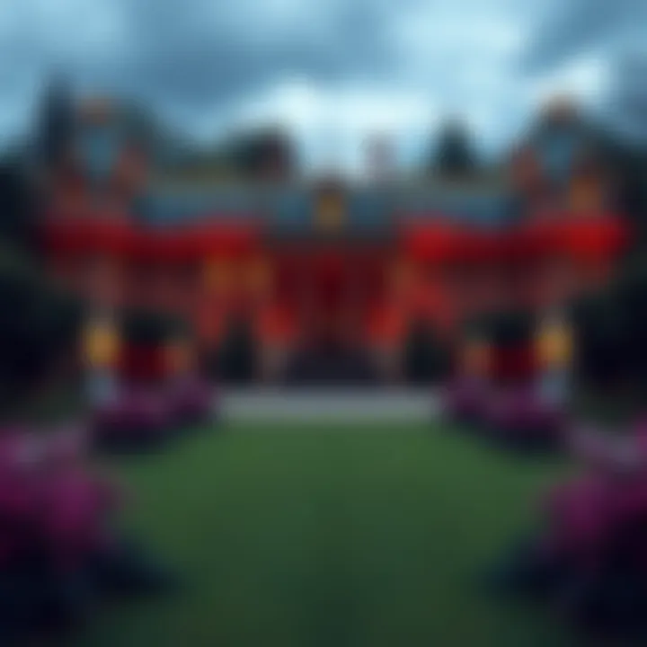 A grand mansion representing the wealth and history of the Rothschild family, surrounded by lush gardens and dramatic architecture.