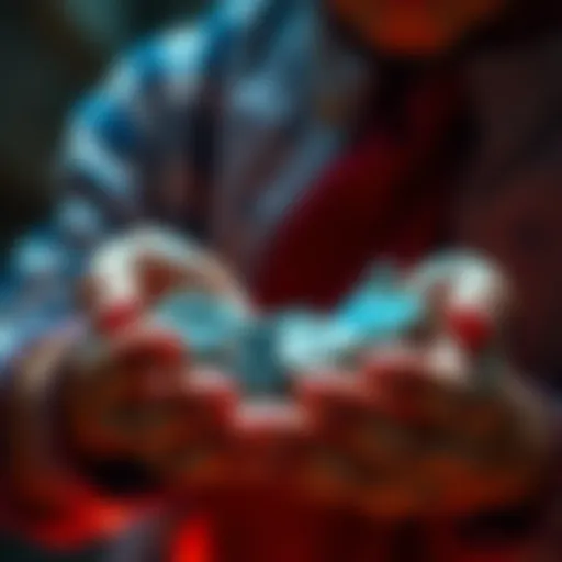 A person holding rune stones with a question in mind, ready for consultation.
