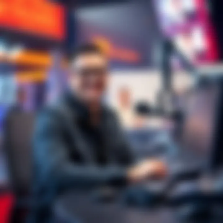 Ryan Wrecker sitting at a radio studio desk with a microphone, smiling and ready to host a show