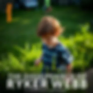 A three-year-old boy standing in a grassy yard, looking curious and innocent while exploring his surroundings for bugs.