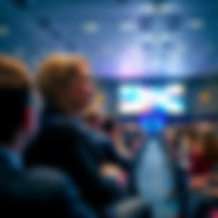 Sabine Hossenfelder speaking at a physics conference with an audience listening intently