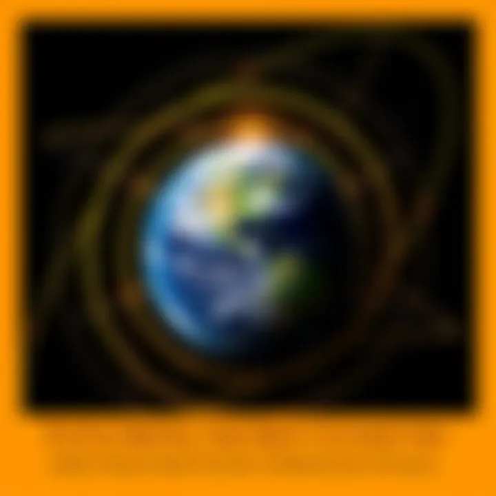 Graphic showing sacred geometry patterns representing Earth's movements in space, including its orbit around the sun and spin on its axis.