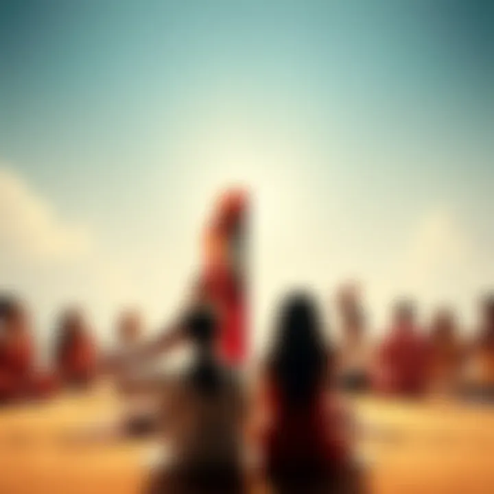 A split image showing a group practicing meditation with Sadhguru on one side and another group participating in an Art of Living session on the other side, illustrating the differences in spiritual practices.