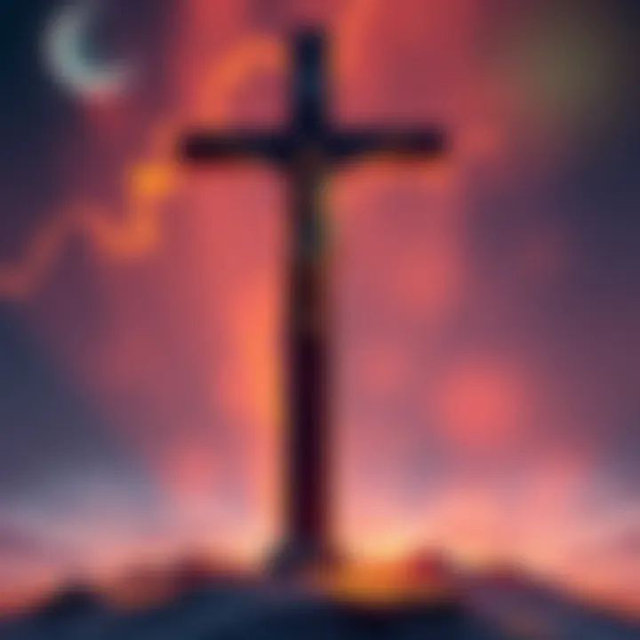 An illustration showing Sadhguru's Inner Engineering symbols beside a Christian cross, representing the blend of teachings.