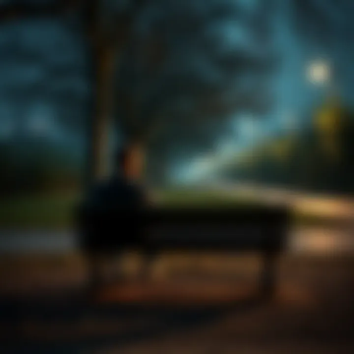 A person sitting alone on a park bench, reflecting on lost connections with friends.