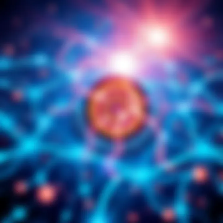 Illustration of energy dynamics represented by Sag Core, showing an abstract interaction of energy waves and technology elements.