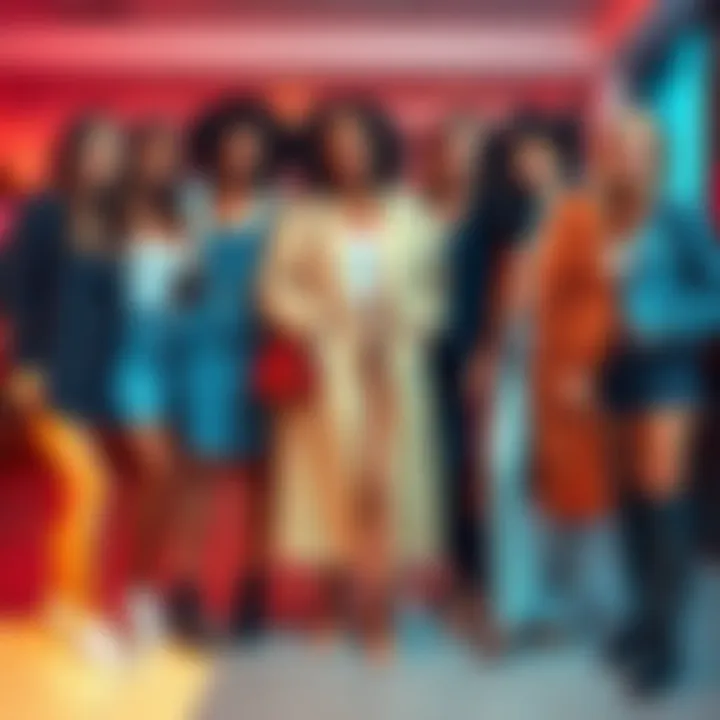 A group of sag women showcasing various styles, blending fashion and comfort in their clothing choices, smiling and hanging out together.