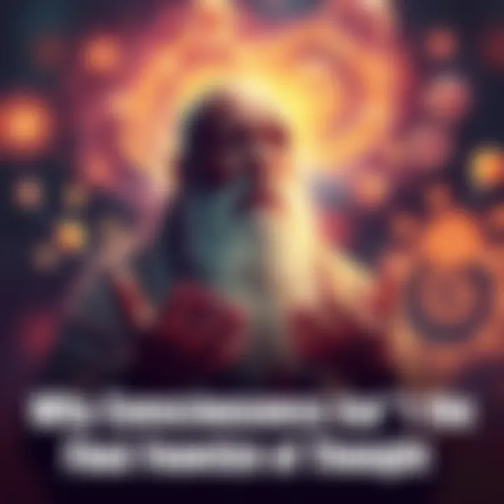 An old sage gesturing with hands, surrounded by swirling thoughts and ideas, representing the struggle to communicate deep truths.