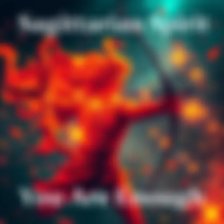 An artistic representation of a Sagittarian's fiery nature and individuality, featuring vibrant colors and symbols of independence and passion.