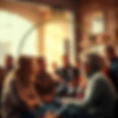 A Sagittarius zodiac symbol with visual representations of age gap relationships, showing diverse couples of different ages engaging in conversation.