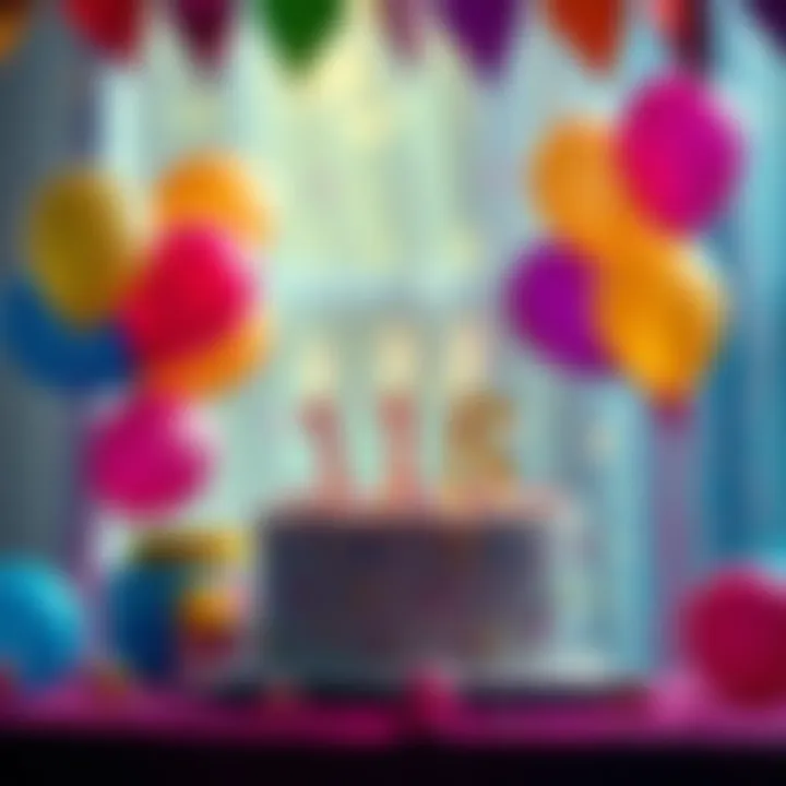 A colorful birthday celebration with balloons and a cake for Sagittarians born on December 15, featuring zodiac symbols and festive decorations.