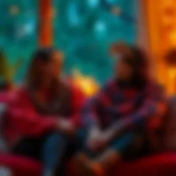 A Sagittarius woman and a Capricorn man sitting together, discussing their feelings and connection in a cozy setting.