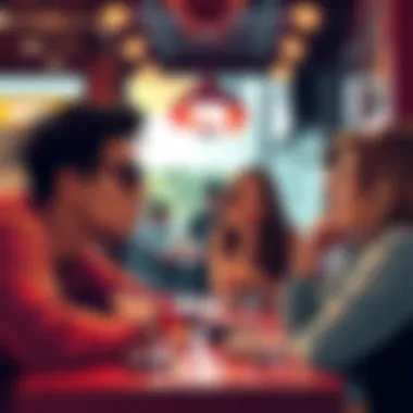 A person speaking animatedly with friends at a café, showing expressions of enthusiasm and confusion, representing communication issues related to Sagittarius.