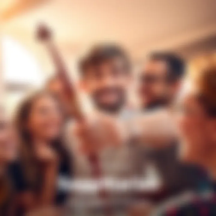 Sagittarius Celebrating Connections A cheerful Sagittarius surrounded by friends, sharing smiles and laughter, representing genuine connections and trust.