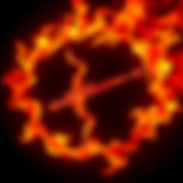 A fiery Sagittarius symbol surrounded by flames, representing intense emotions and rage.