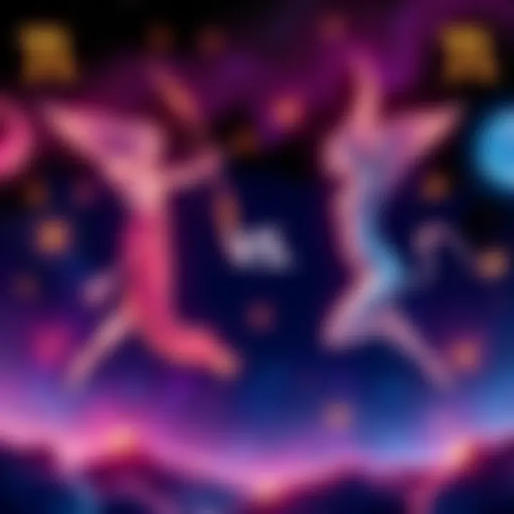 Sagittarius and Gemini Zodiac Signs Illustration of Sagittarius and Gemini zodiac signs with symbols and constellations