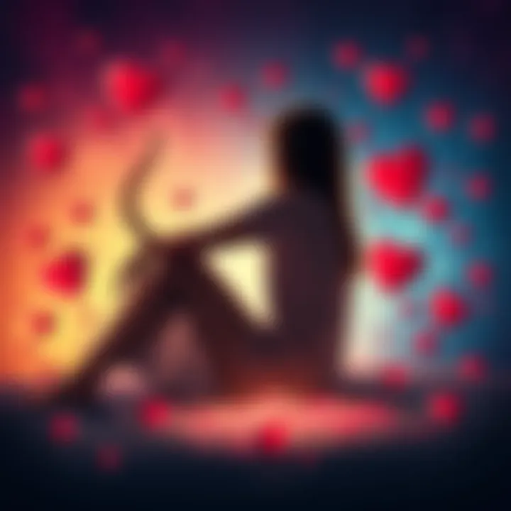 A person sitting alone with a sad expression, surrounded by broken hearts and stars, representing the emotional impact of Sagittarius on relationships.
