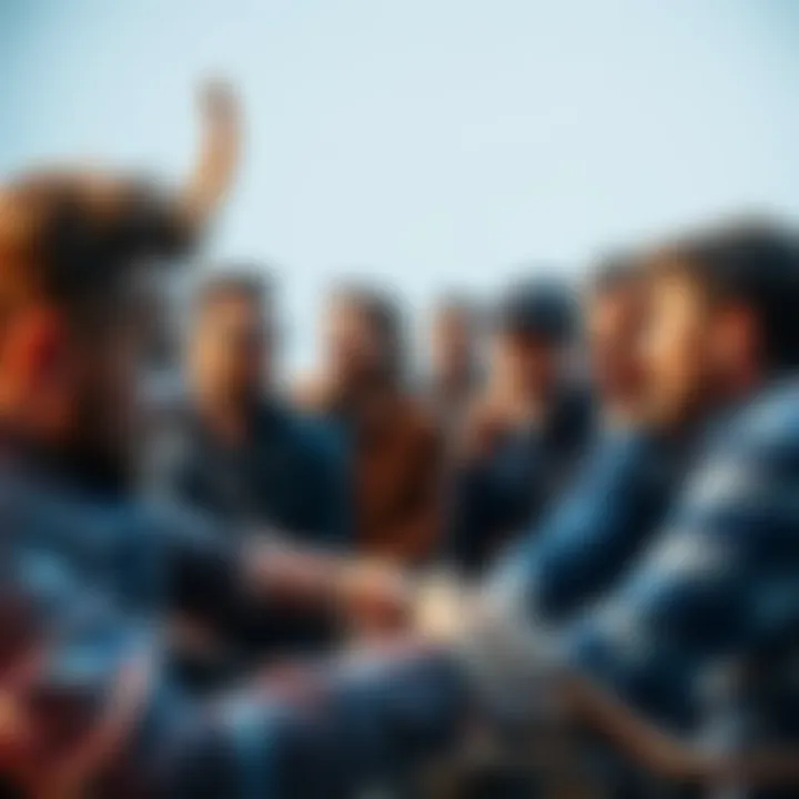 A group of diverse men engaging in a lively discussion, representing Sagittarius men sharing their thoughts.