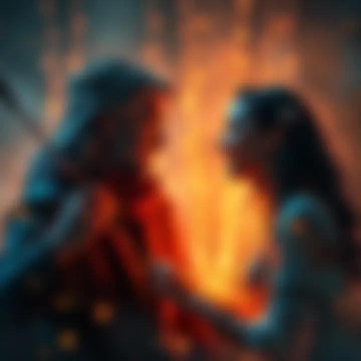 A Sagittarius and a Pisces woman engage in a deep conversation, surrounded by a warm atmosphere filled with laughter and understanding.