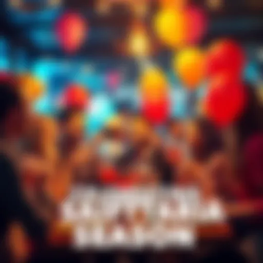 A group of friends celebrating with drinks and balloons in a festive atmosphere, representing birthday plans during Sagittarius season.