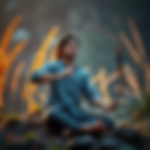 Sagittarius Traits A calm Sagittarius person meditating, surrounded by nature, symbolizing peace and emotional strength.