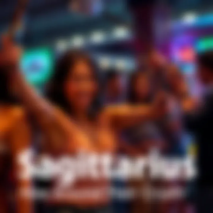 A cheerful Sagittarius person engaging playfully with a potential romantic interest in a social setting, showing extroverted charm and excitement