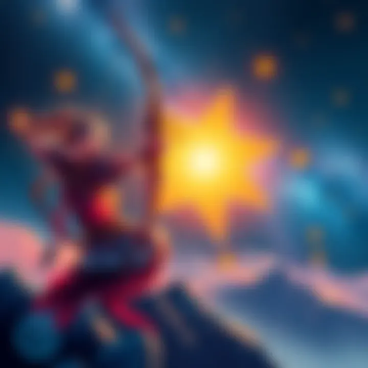 A vibrant depiction of Sagittarius with symbols related to adventure and freedom, featuring the archer and stars in a cosmic setting.