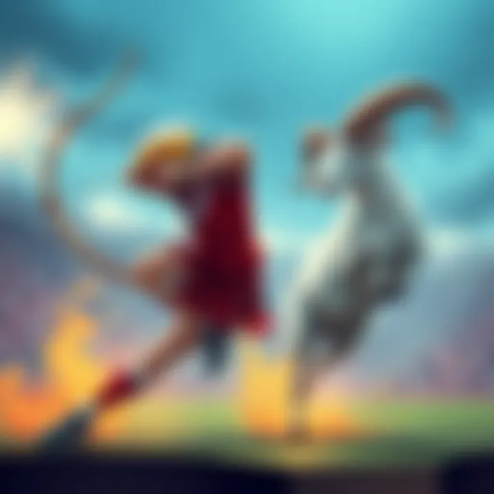 Athletic Sagittarius vs Aries An illustration showing a Sagittarius archer and an Aries ram competing in a sports competition, highlighting their athletic skills.