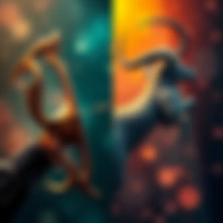 Sagittarius vs Capricorn A split image showing the symbols of Sagittarius and Capricorn, each representing their unique ambitions and traits.