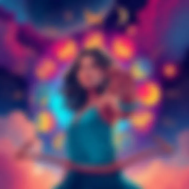 Illustration of a Sagittarius woman surrounded by zodiac signs of her ideal marriage matches.