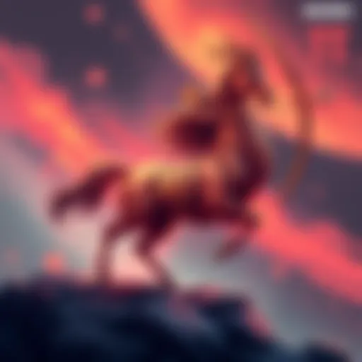 An artistic representation of the Sagittarius zodiac sign symbol, featuring a centaur with a bow and arrow.