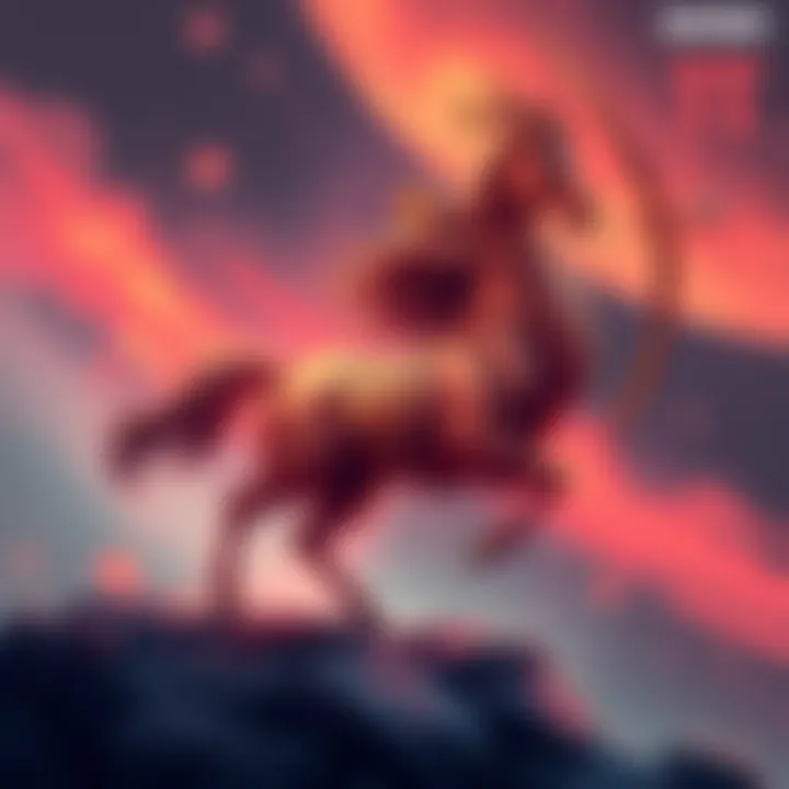 An artistic representation of the Sagittarius zodiac sign symbol, featuring a centaur with a bow and arrow.