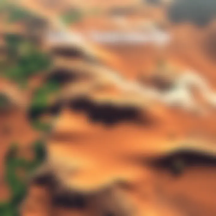 Sahara Transformation A view of the Sahara showing areas of green vegetation transitioning to barren desert, illustrating the change over time.
