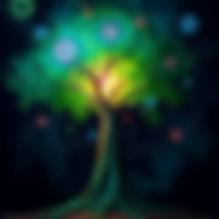 Person Shifting into Tree A person appearing to transform into a tree, surrounded by a swirling pattern of colors representing altered perception.