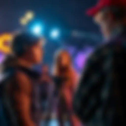 Sam and Colby talking to a guest during a video shoot, looking away from the camera