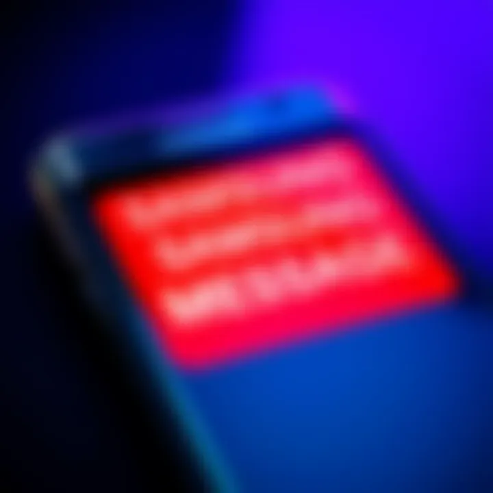 Close-up of a Samsung phone displaying a scary message that concerns users