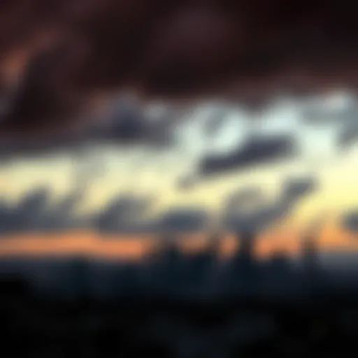 Dramatic view of San Diego skyline under dark clouds, symbolizing a nuclear threat