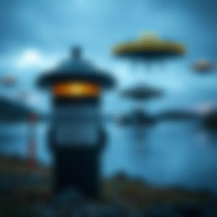 Sanitation Marker and UAP A sanitation marker with a UAP hovering nearby, symbolizing the events related to Harald Malmgren.