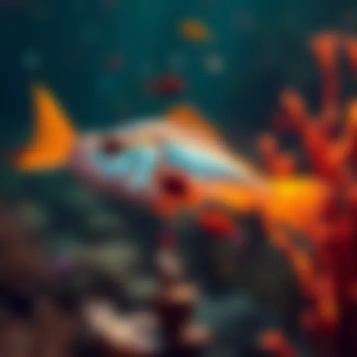Sardine Nicknamed Le Fish A sardine swimming in a colorful ocean, playfully revealing its secret nickname 'Le Fish' in a dream-like scene.