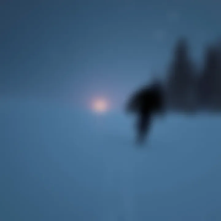 A humanoid figure dashes through the snowy landscape near Winnipeg, silhouetted against the night sky.