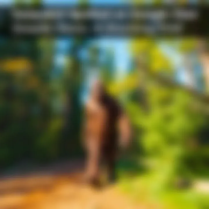 A blurry figure resembling Sasquatch stands in a forested area as seen on Google Street View.