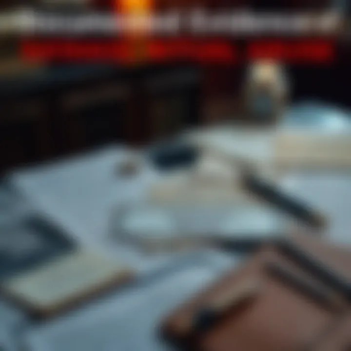 A collection of legal documents and video stills related to Satanic Ritual Abuse cases on a table