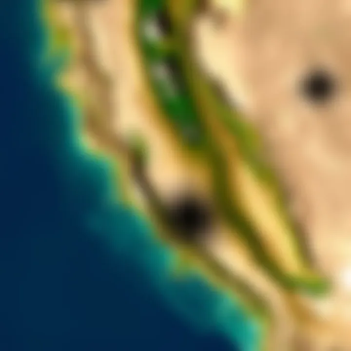 Google Earth satellite image showing blurred spots in the NM high desert and off California's coast, suggesting possible UFO cover-ups.