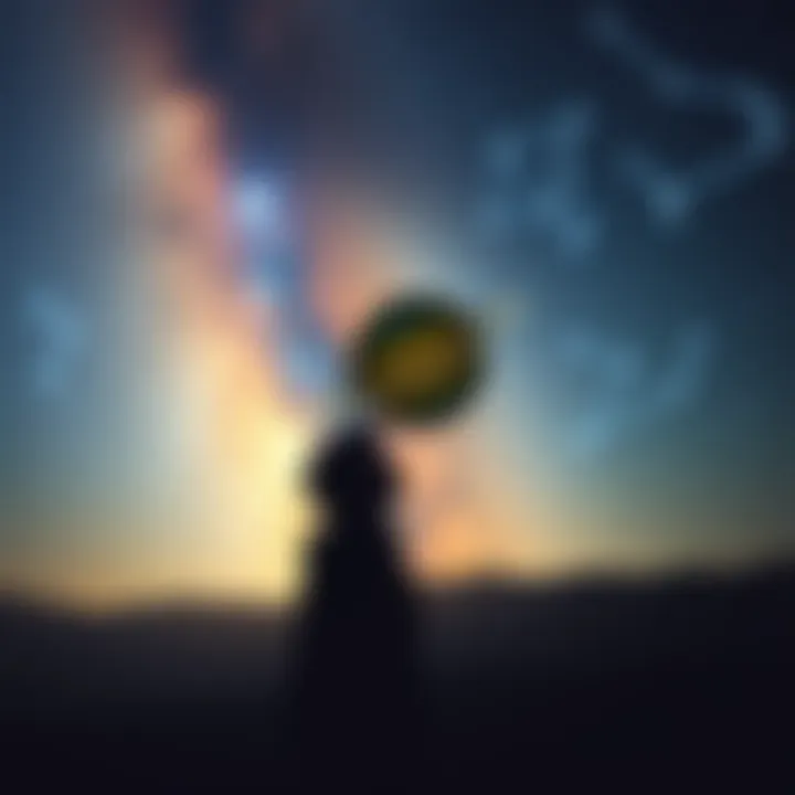 Saturn in the 7th House A person gazing thoughtfully at a starry sky, reflecting on their romantic challenges, with constellations visible in the background.