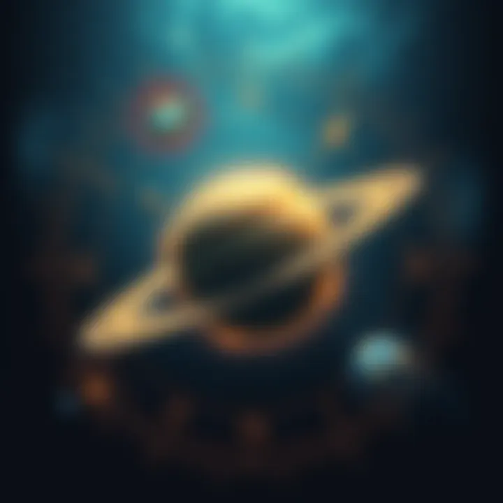 Saturn in the 6th House An artistic representation of Saturn located in the 6th house with symbols of health and wellness