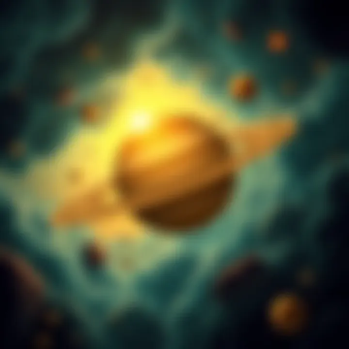 Illustration showing Saturn influencing the zodiac signs Rohini, Hasta, and Anuradha, with a backdrop of storms symbolizing challenges ahead for people born under these signs in 2026.